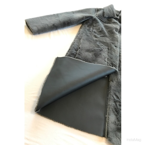 MAEVE Gray Reversible Faux Leather & Faux Fur Long Coat - Picture 14 of 16